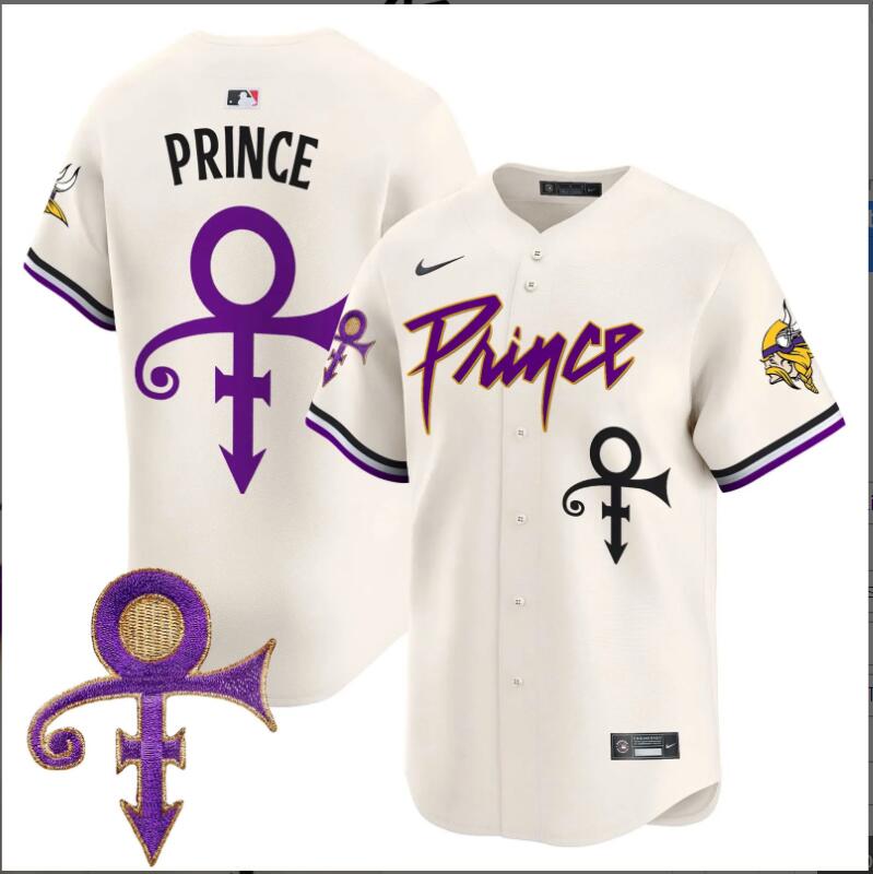 Men 2024 Nike NFL Minnesota Vikings Prince cream Vapor Limited Jersey V2